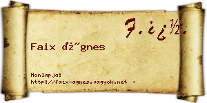 Faix Ágnes névjegykártya